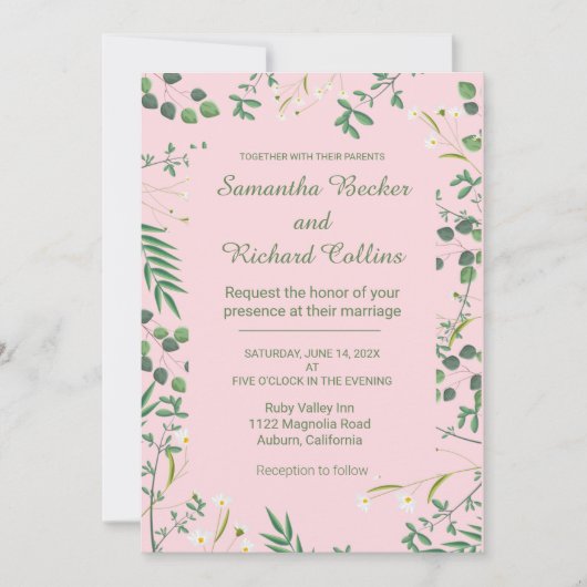 Delikate Blumenrinde Einladung (Vorderseite)