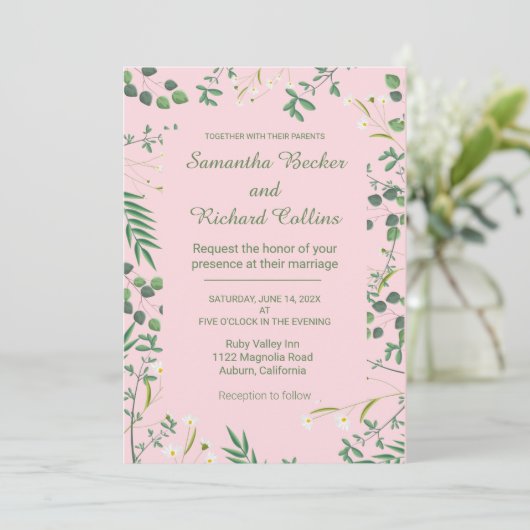 Delikate Blumenrinde Einladung (Stehend Vorderseite)