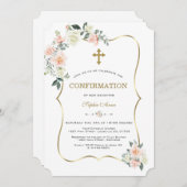 Delikate Blush White Blume Gold Bestätigung Einladung (Vorne/Hinten)