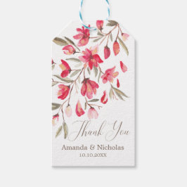 Delikate Blüte rosa Aquarellfarben Hochzeit danke Geschenkanhänger