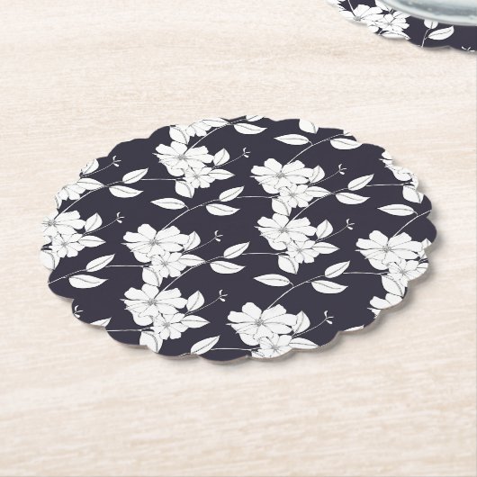 Delikate Blüten Blätter Blüten lila Biber dunkel Untersetzer (angewinkelt)