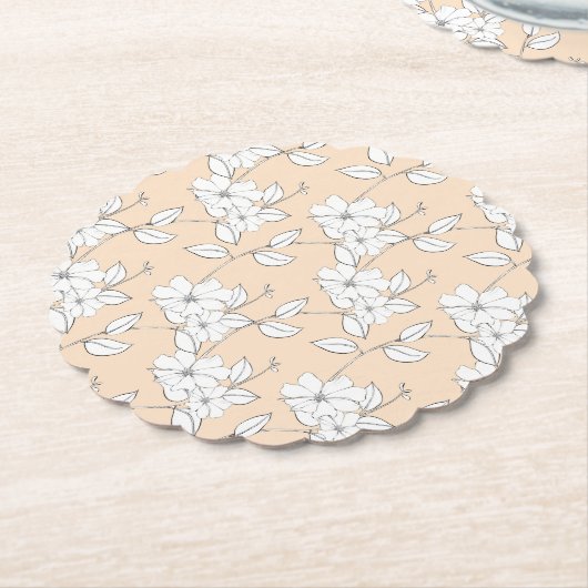 Delikate Blüten Blätter botanisch-beige blühende B Untersetzer (angewinkelt)
