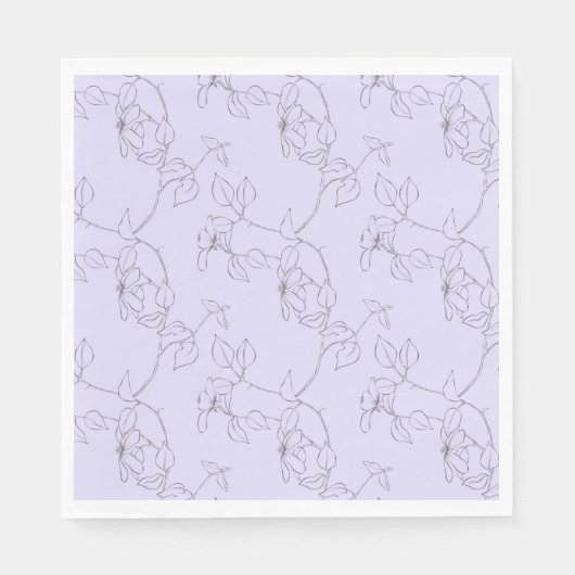 Delikate Blüten Blätterstamm Linie Art Llac lila Serviette (Vorderseite)
