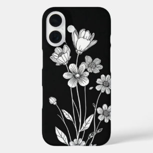 Delikate Blüten: Eine botanische Skizze iPhone 16 Hülle