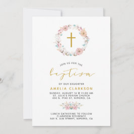 Delikate Blüten- und Baumwolltaufen Einladung