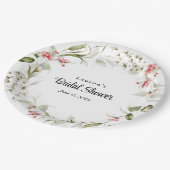 Delikate Blüten Wasserfarbenes Brautparty Pappteller (Schrägansicht)