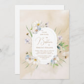 Delikate Blüten weiche Aquarelltaufe Einladung (Vorne/Hinten)