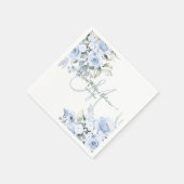 Delikate Blütenfarbe Dusty Blue Monogram Serviette (Ecke)