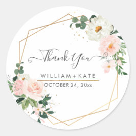 Delikate Blütenfarbe Rose Danke Runder Aufkleber