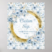 Delikate Bohemische Dusty Blue Gold Hochzeit kunde Poster (Vorne)