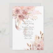 Delikate Bohemische Rosa-Blumenhochzeit Einladung (Vorne/Hinten)