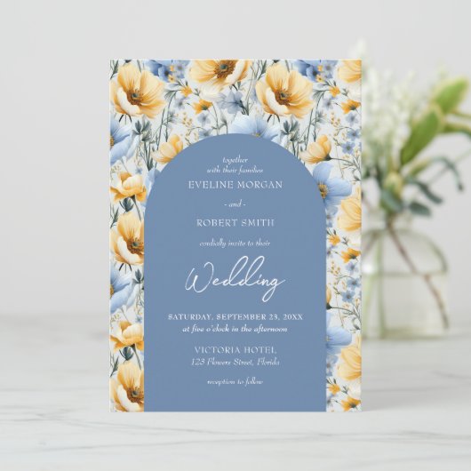 Delikate Boho-Blume Einladung (Stehend Vorderseite)