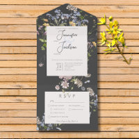 Delikate Boho Wildblumen Abendessen mit Kohle