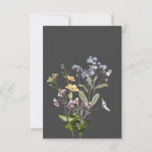 Delikate Boho Wildblumen Charcoal Wedding Save The Date (Rückseite)