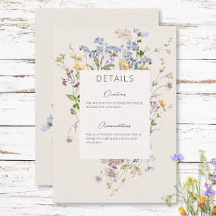 Delikate Boho Wildblumen Cream Details Hochzeit Begleitkarte