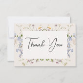 Delikate Boho Wildblumen Cream Wedding Dankeskarte (Vorderseite)