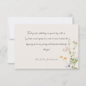 Delikate Boho Wildblumen Cream Wedding Dankeskarte (Rückseite)
