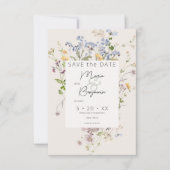 Delikate Boho Wildblumen Cream Wedding Save The Date (Vorderseite)