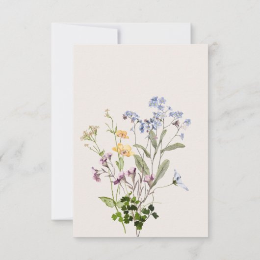 Delikate Boho Wildblumen Cream Wedding Save The Date (Rückseite)