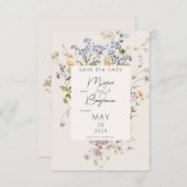Delikate Boho Wildblumen Cream Wedding Save The Date (Vorne/Hinten)