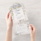 Delikate Boho Wildblumen Creme No Dinner All In One Einladung (Abreißen)