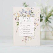 Delikate Boho-Wildblumen Creme Response Card RSVP Karte (Stehend Vorderseite)