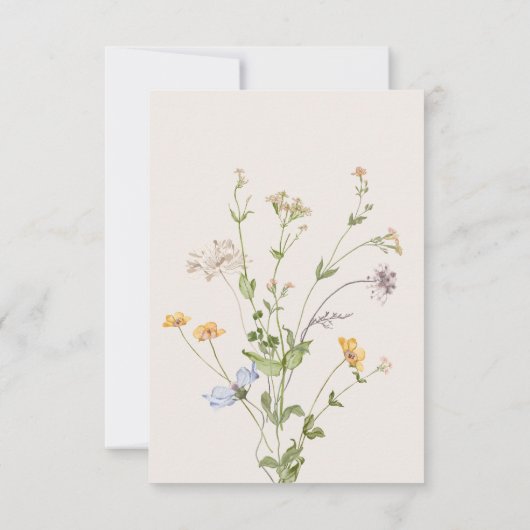 Delikate Boho-Wildblumen Creme Response Card RSVP Karte (Rückseite)