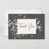 Delikate Boho Wildblumen Kohle Danke Karte (Vorderseite)