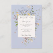 Delikate Boho Wildblumen Periwinkle Empfang Begleitkarte (Vorderseite)