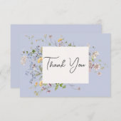 Delikate Boho Wildblumen Periwinkle Wedding Dankeskarte (Vorne/Hinten)