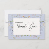 Delikate Boho Wildblumen Periwinkle Wedding Dankeskarte (Vorderseite)