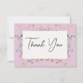Delikate Boho Wildblumen Pink Wedding Dankeskarte (Vorderseite)