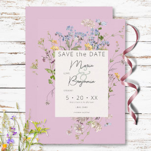 Delikate Boho Wildblumen Pink Wedding Save The Date