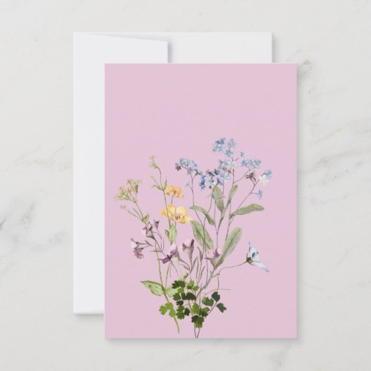 Delikate Boho Wildblumen Pink Wedding Save The Date (Rückseite)