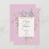 Delikate Boho Wildblumen Pink Wedding Save The Date (Vorne/Hinten)