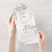 Delikate Boho Wildblumen Weiß kein Abendessen All In One Einladung (Abreißen)