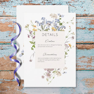 Delikate Boho Wildblumen Weiße Details Begleitkarte