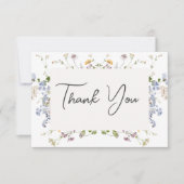 Delikate Boho Wildblumen White Wedding Dankeskarte (Vorderseite)