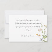 Delikate Boho Wildblumen White Wedding Dankeskarte (Rückseite)