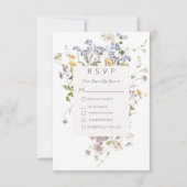 Delikate Boho Wildblumen White Wedding RSVP Karte (Vorderseite)