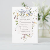 Delikate Boho Wildblumen White Wedding RSVP Karte (Stehend Vorderseite)