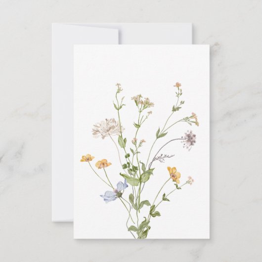 Delikate Boho Wildblumen White Wedding RSVP Karte (Rückseite)