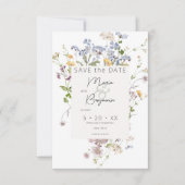 Delikate Boho Wildblumen White Wedding Save The Date (Vorderseite)