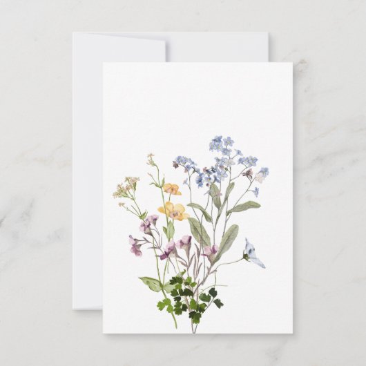 Delikate Boho Wildblumen White Wedding Save The Date (Rückseite)