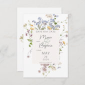 Delikate Boho Wildblumen White Wedding Save The Date (Vorne/Hinten)