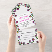 Delikate Botanische Blume Blumenzehen All In One Einladung (Abreißen)