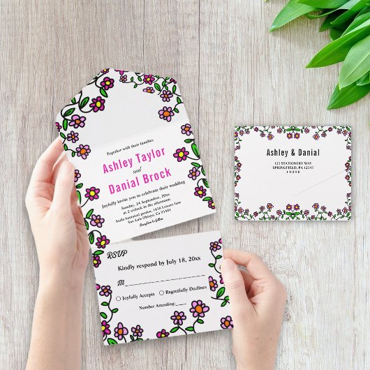 Delikate Botanische Blume Blumenzehen All In One Einladung