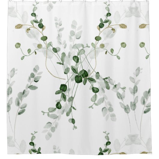 Delikate botanische grüne Blätter Duschvorhang (Vorderseite)
