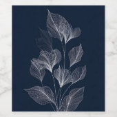 Delikate Botanische Linie Art auf Deep Navy Weinetikett (Einzelnes Label)