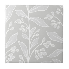 Delikate Botanische Reverie L2 Weiße große Pflanze Fliese